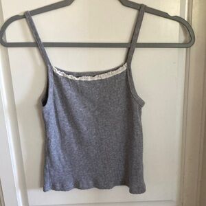 Brandy Melville grey crop tank top with lace
